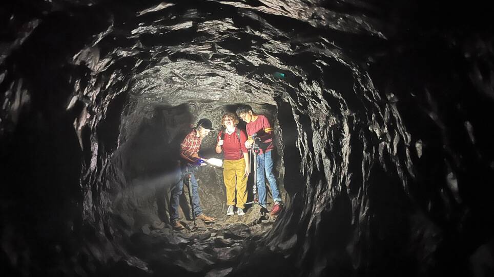 (Left to right) Rob Tokanel, Aisling McDermott (former intern) and Jacob Garcia (former producer) capturing the action at Dungeon Rock in Lynn, Mass.