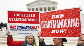 Anti-gerrymandering activists outside the Supreme Court in March, before the court heard arguments on a gerrymandering case. While the Supreme Court ultimately punted on deciding whether partisan gerrymandering was legal, the issue took on a political life of its own this year.