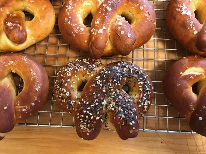 Pretzels with Everything Bagel seasoning .