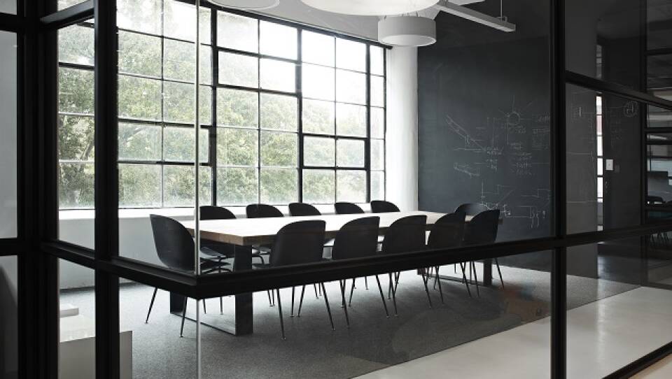 Modern conference room with chairs and table