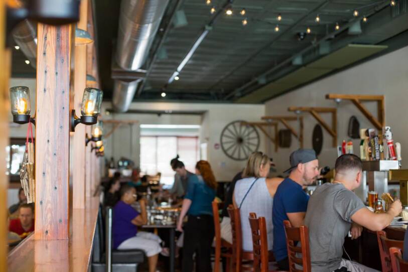 The bar of the Rail Trail Flatbread Company.