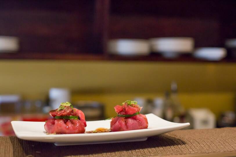 The tuna kind crab dumpling at Feng - Hudson, MA