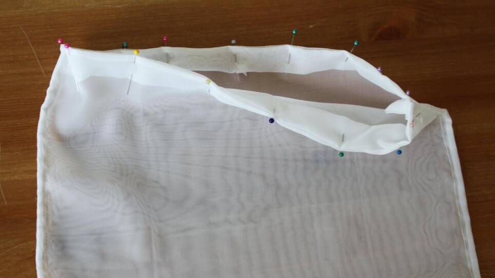 Step-by-step photos for homemade produce bag tutorial.