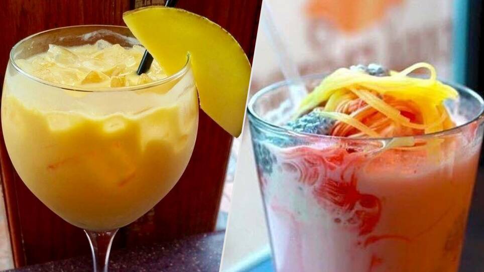 Left: Dosa Factory's Mango Lassi // Right: The Kulfi Falooda sundae