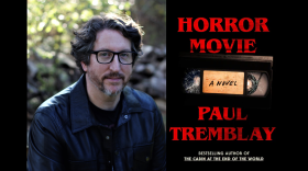 Headshot of a man next to a book covered entitled "Horror Movie"