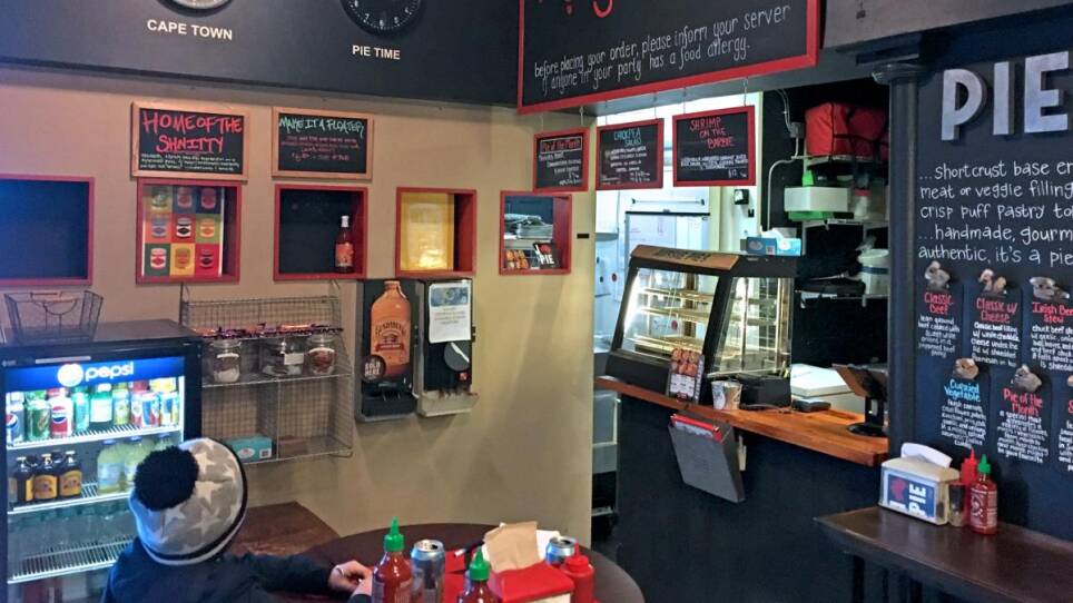 The interior of KO Pies, South Boston.