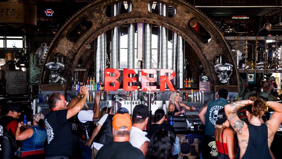 The Full Throttle Saloon in Sturgis, S.D., draws a crowd earlier this month during the 80th annual Sturgis Motorcycle Rally.
