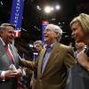 Senate Majority Leader Mitch McConnell speaks with longtime ally Robert "Mike" Duncan, former chairman of the Republican National Committee and current chairman of the USPS Board of Governors, ahead of the 2016 Republican National Convention in Cleveland.