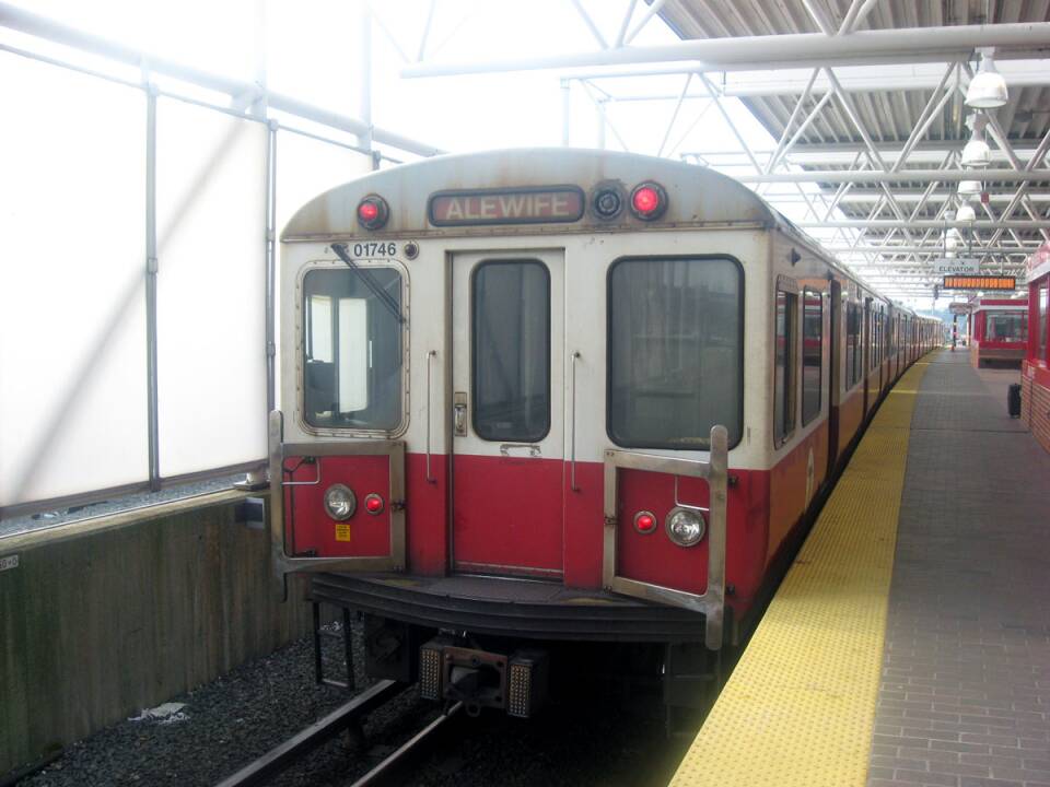 An outdated Red Line car sits in a station