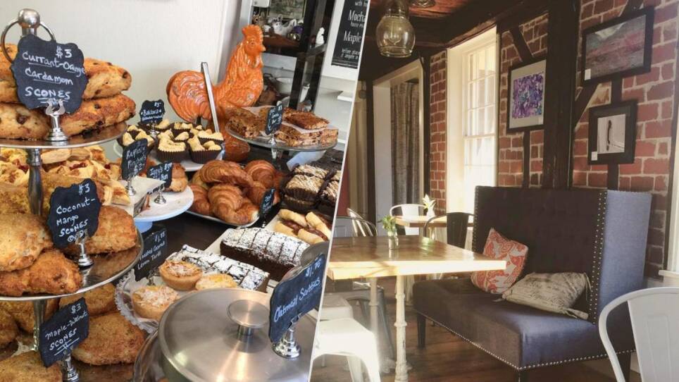 Left: The Baked goods at Haute Coffee. Right: Haute Coffee interior.