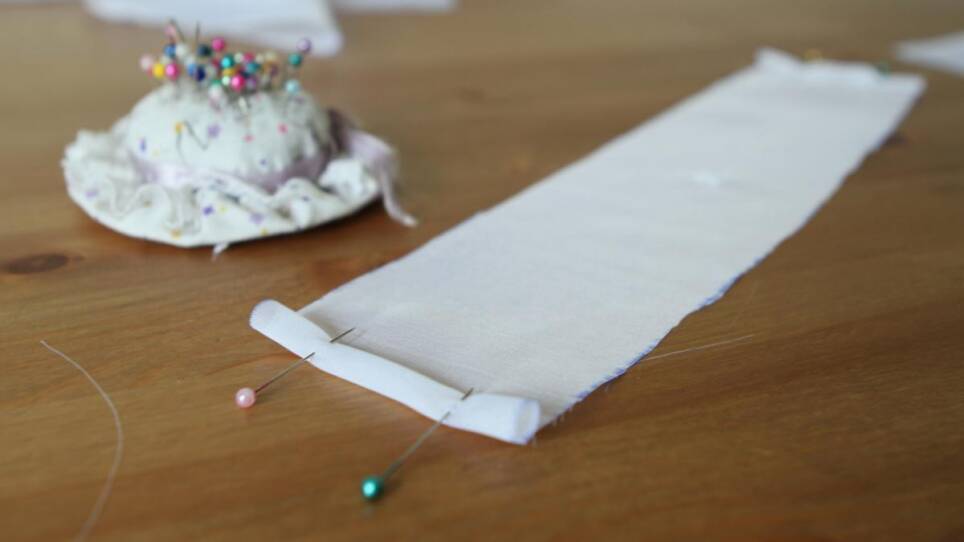 Step-by-step photos for homemade produce bag tutorial.