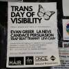 A poster in Somerville's Davis Square advertises a benefit show for Trans Day of Visibility listing the artists performing as well as the sponsors of the event.