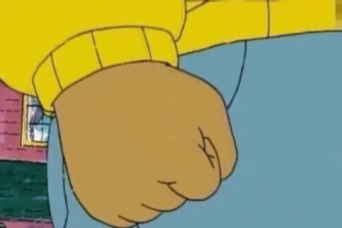 Arthur the Aardvark's clenched fist in a close-up.