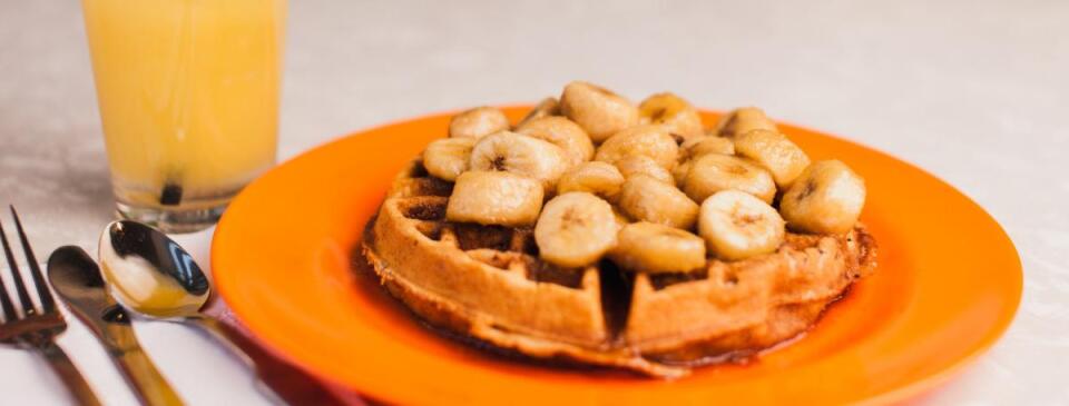 Caribbean waffles at The Friendly Toast.