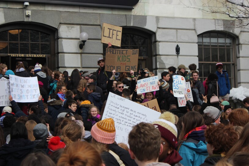Student protestors for gun control at the State House