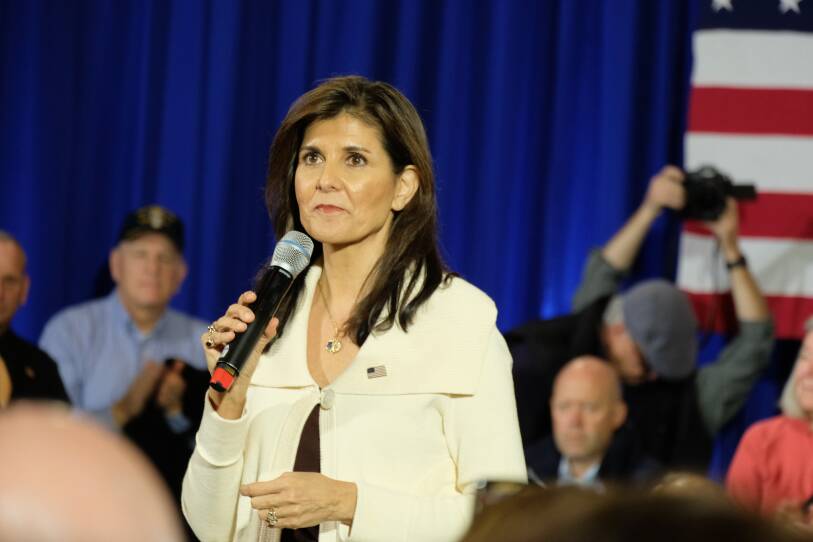 Haley speaks during a rally in Rye, N.H. on Jan. 2, 2024. 