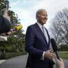 President Biden speaks with reporters at the White House on Feb. 24.