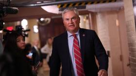 Rep. James Comer, R-Ky., chairman of the House Oversight Committee, talks to reporters as he leaves a House GOP caucus meeting at the U.S. Capitol on September 19.