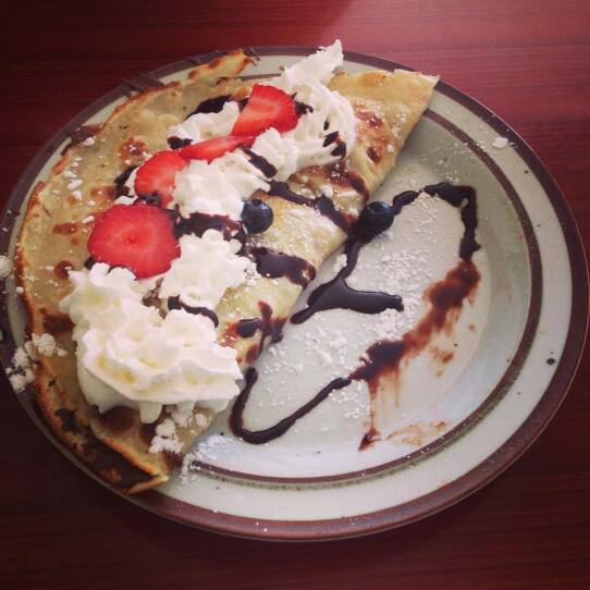 Malawah with nutella, chocolate, and fresh berries. At Fatima's Cafe in Worcester, MA.