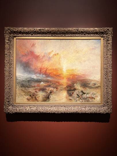 Joseph Mallord William Turner, "Slave Ship (Slavers Throwing Overboard the Dead and Dying, Typhoon Coming On)," 1840.