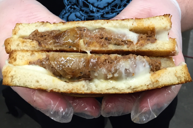 The “Mighty Rib Melt” at Roxy’s Grilled Cheese