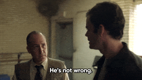 A man insists "he's not wrong." to his companion