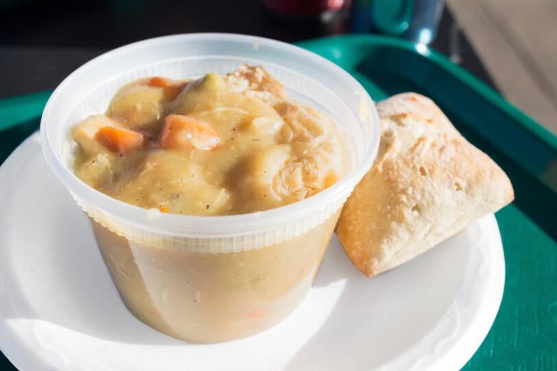 The chicken pot pie at New England Soup Factory.