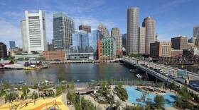 Ariel view of Martin's Park in near Boston's Fort Point Channel.