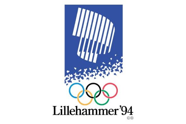 A logo features a stylized wave, representing the aurora borealis, and snow crystals, both white on a blue background, above the five interlocked Olympic rings.