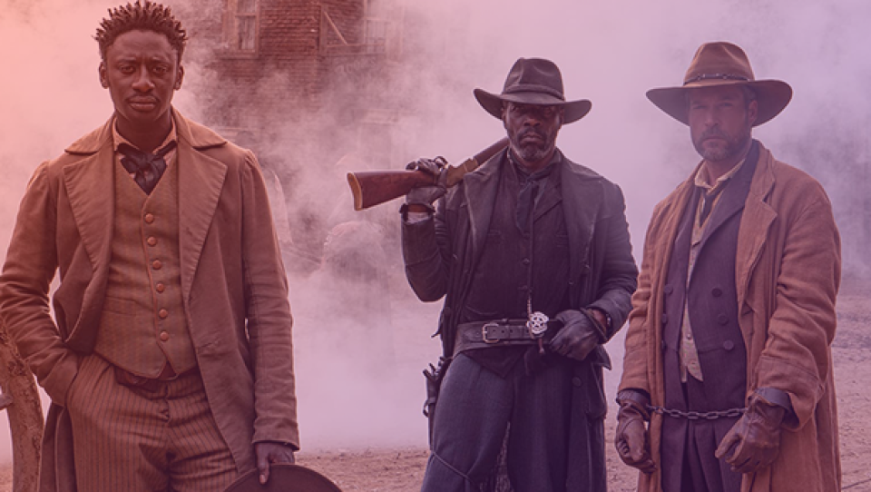 Passepartout stands next to Bass Reeves and Adams