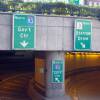 Cars head toward Government Center after exiting Sumner Tunnel