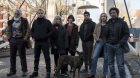 Shown L-R: Hendrik Davie (Darrell D'Silva), Piet Van der Valk (Marc Warren), Julia Dahlman (Emma Fielding), Lucienne Hassell (Maimie McCoy), Eddie Suleman (Azan Ahmed), Lena Linderman (Loes Haverkort), Cliff Palache (Mike Libanon)