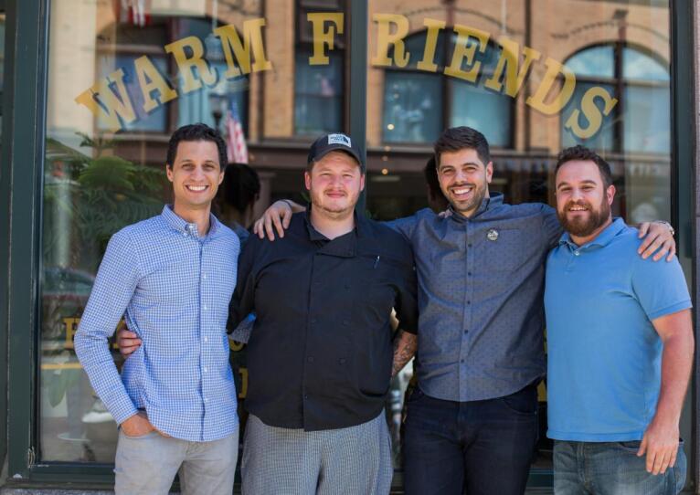 El-Gamal, Rail Trail executive chef Thomas Kepner, Kasseris and Kleinerman, outside Rail Trail.