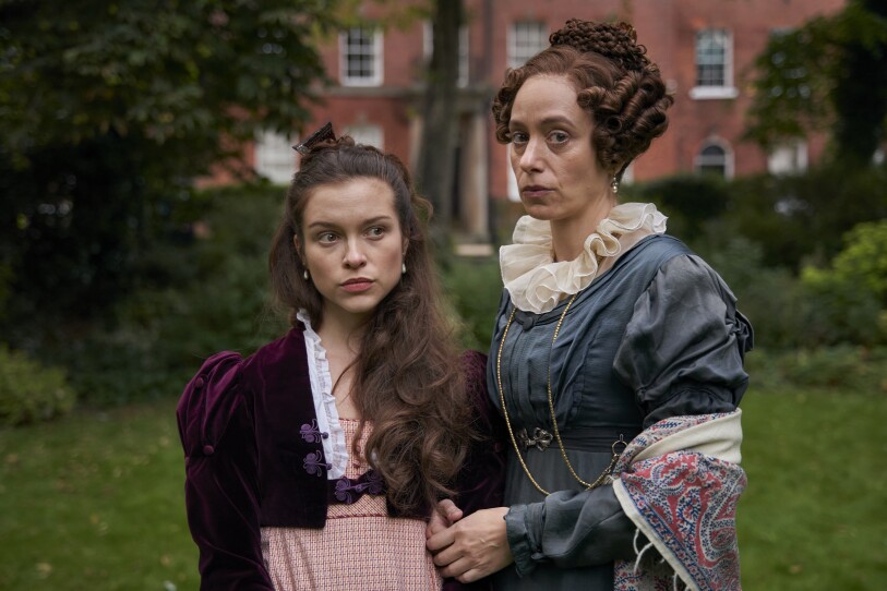 Sophie Cookson as Madame Benham (left) with Johdi May as Hep Elliot in "The Confessions Of Frannie Langton"