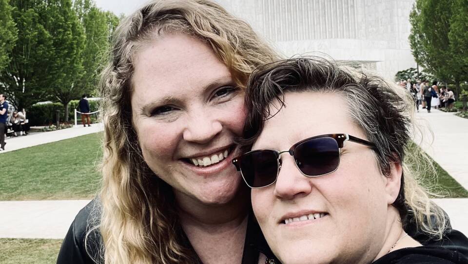 Kerry (left) and Heather tour the temple during a rare time when it's open to the public.