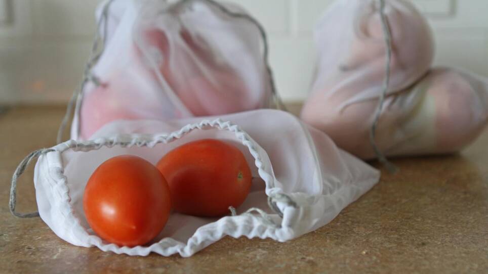 Step-by-step photos for homemade produce bag tutorial.
