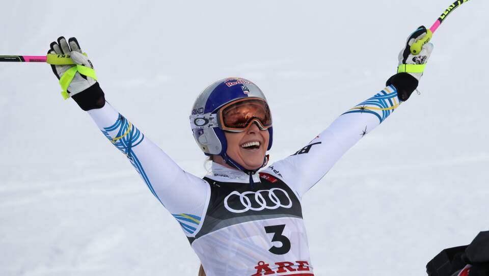 Lindsey Vonn competes during the FIS World Ski Championships Women's Downhill on Sunday in Are, Sweden.