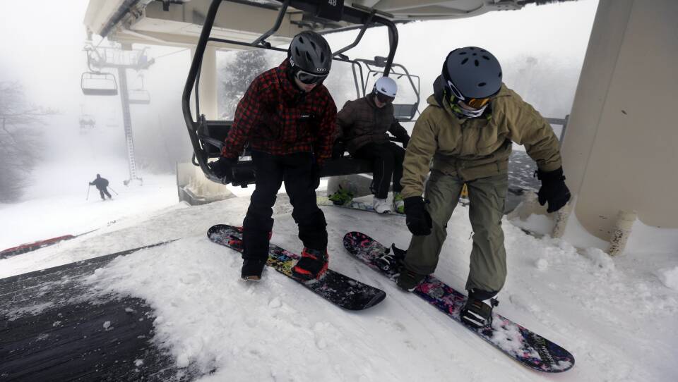 Snowboarders at Wachusett Mountain