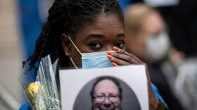 Nurses and health care workers mourn and remember their colleagues who died during the outbreak of the novel coronavirus during a demonstration outside Mount Sinai Hospital in New York.