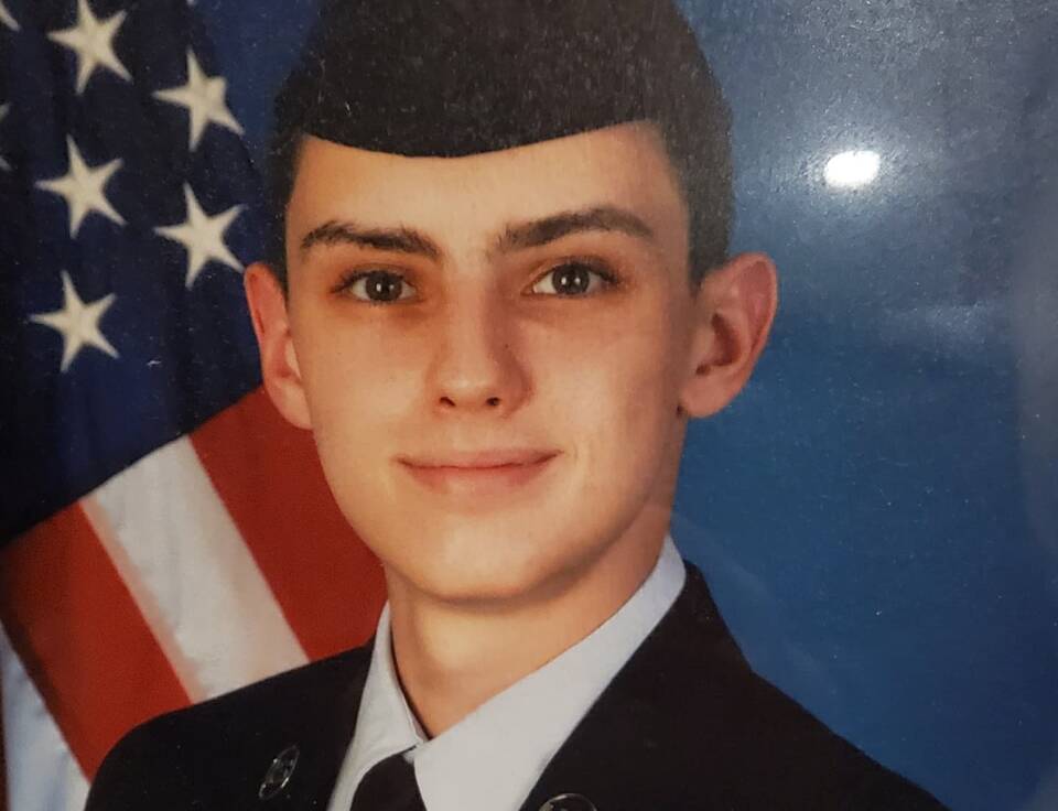 Jack Teixeira (in an undated undated photo posted on Facebook by his mother on Veterans Day in 2021) faces two criminal charges after posting classified Pentagon documents on social media.