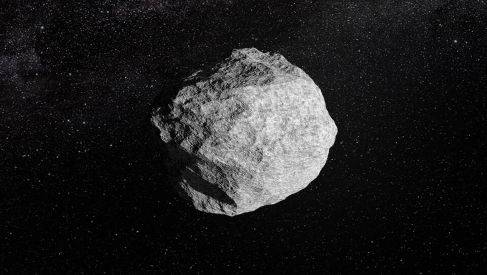 A giant asteroid in outer space.