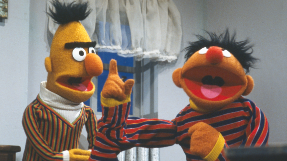 Bert and Ernie puppets from Sesame Street