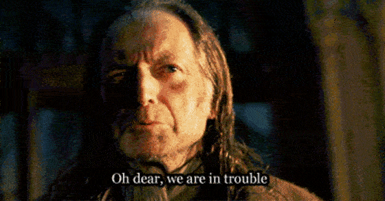 A man ominously says "Oh dear, we are in trouble."