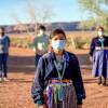 A Navajo Family Practicing Social Distancing, Wearing Masks During The Coronavirus Pandemic
