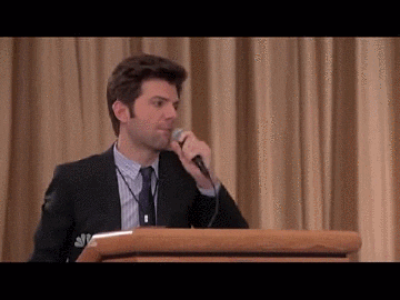 A man says "Bam!" and then drops the microphone