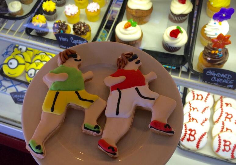Special cookies in honor of Marathon Monday, at Bakery on the Common.