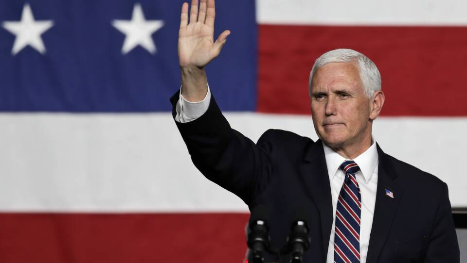 Vice President Pence waves to supporters after speaking at Lordstown Motors Corporation on Thursday in Lordstown, Ohio.