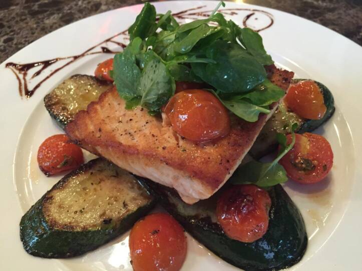 The pan-seared Atlantic salmon.