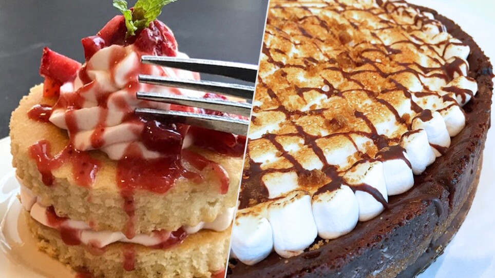 Left: Veggie Galaxy's strawberry shortcake // Right: The s'mores cheesecake at Veggie Galaxy–-out of this world!