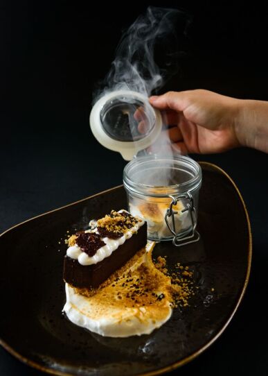 The Campfire Torte at the Outlook Kitchen & Bar, in the Envoy Hotel on the Seaport.